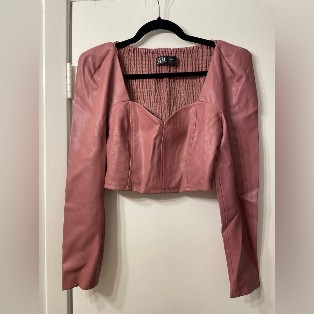 Zara Faux Leather Crop Top - Mauve